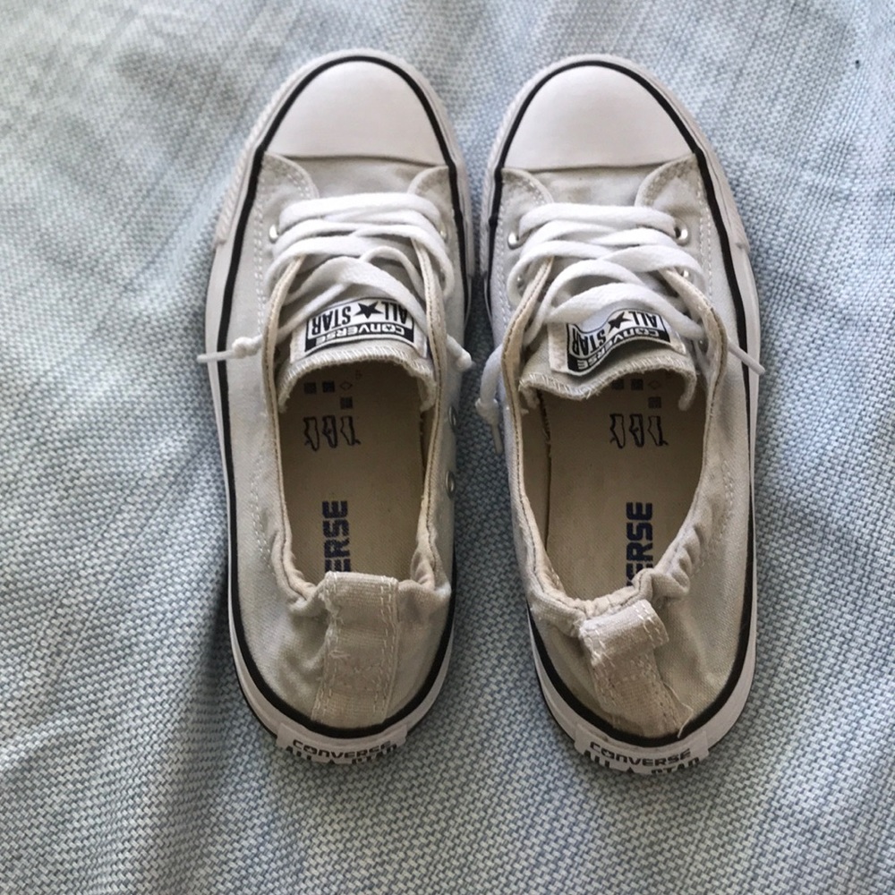 light gray/tan slip on converse